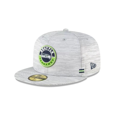 Seattle Seahawks Gorra | New Era Official NFL Fall Sideline 59fifty Fitted Cap Mexico - Grises